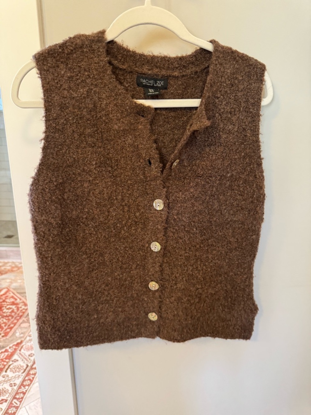 Rachel Zoe Brown Cozy Knit Button Vest